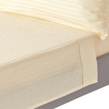 (Single, Pastel Yellow) Egyptian Cotton Flat Sheet Single 330 Thread Count Satin Stripe