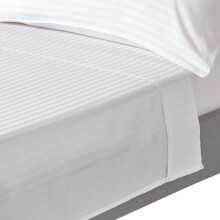 (Double, White) Egyptian Cotton Flat Sheet Single 330 Thread Count Satin Stripe