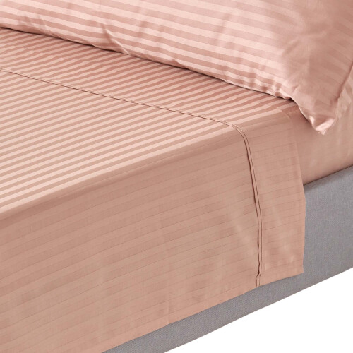 Homescapes (Single, Taupe) Egyptian Cotton Flat Sheet Single 330 Thread Count Satin Stripe