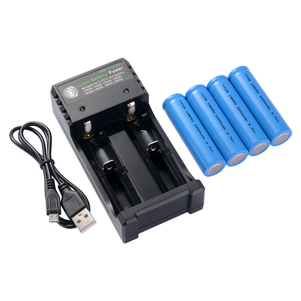 4pcs 2200mah 18650 Li-ion Charging Battery + Dual Slot USB Charger Kit Set UN046