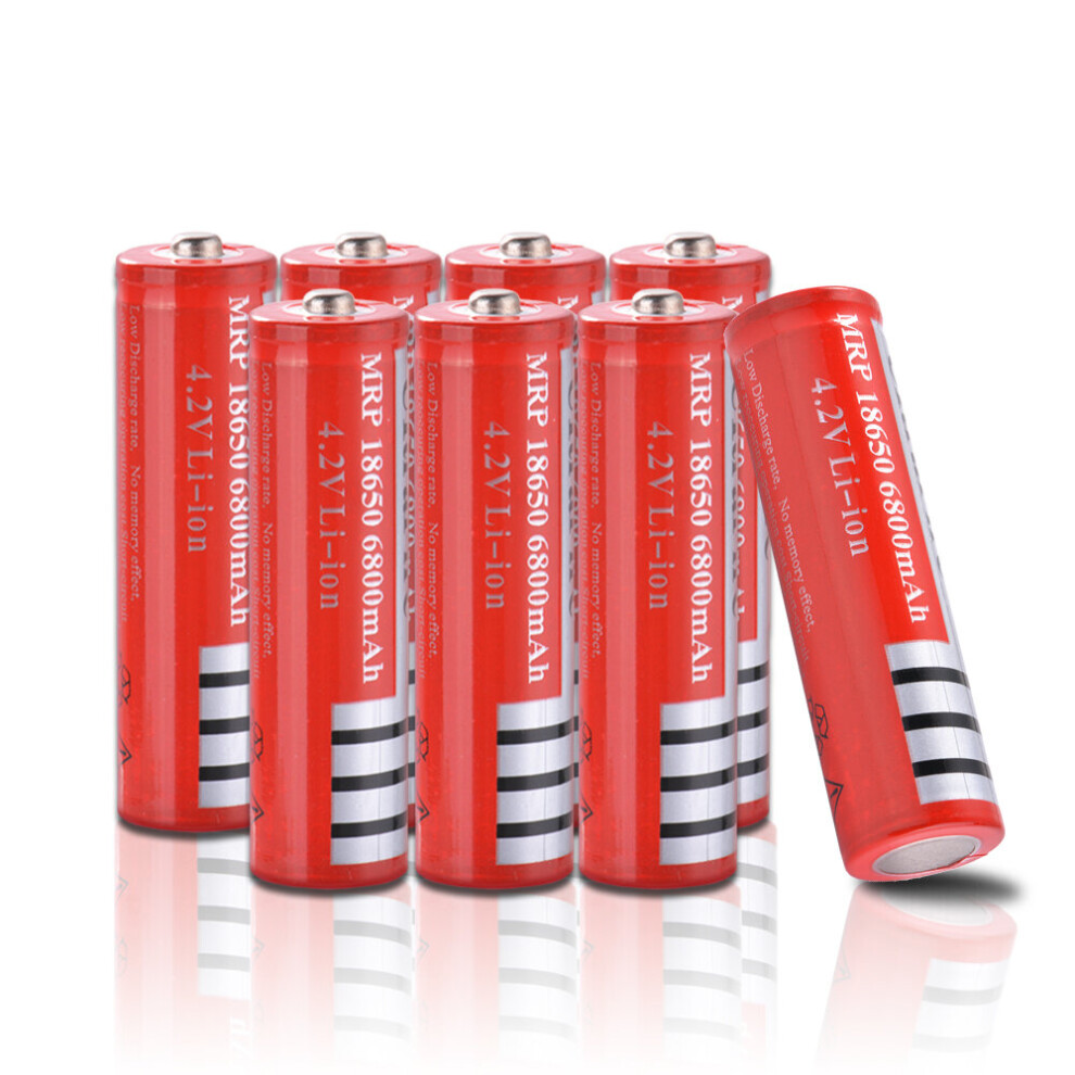 8pcs BRC 18650 6800mAh 3.7V Rechargeable Li-ion Battery Large Capacity Red