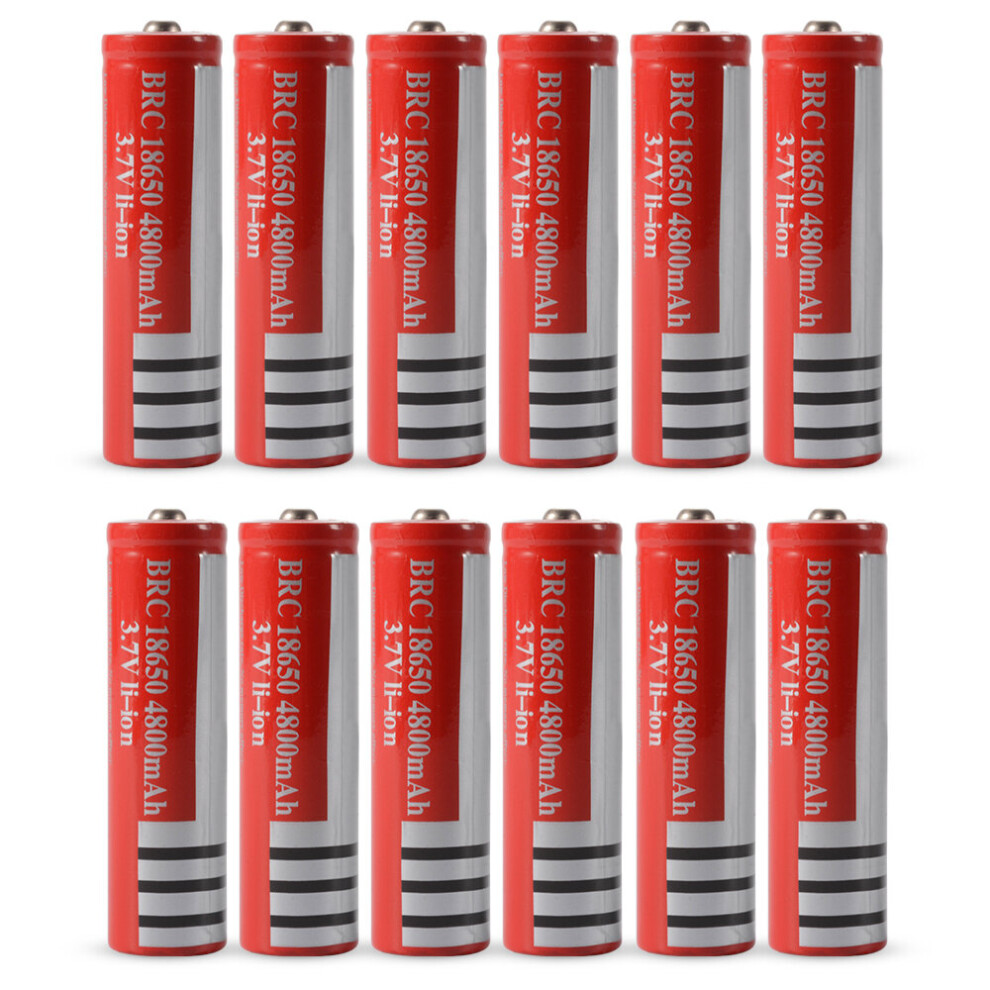 12Pcs 3.7V 18650 Li-Ion Rechargeable Battery 4800Mah For Flashlight Red 7381457029756