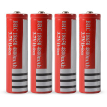 4x 18650 Li-ion Battery 3.7V 4800mAh Red Rechargeable for Flashlights - High Capacity, Reusable up to 1000 Cycles