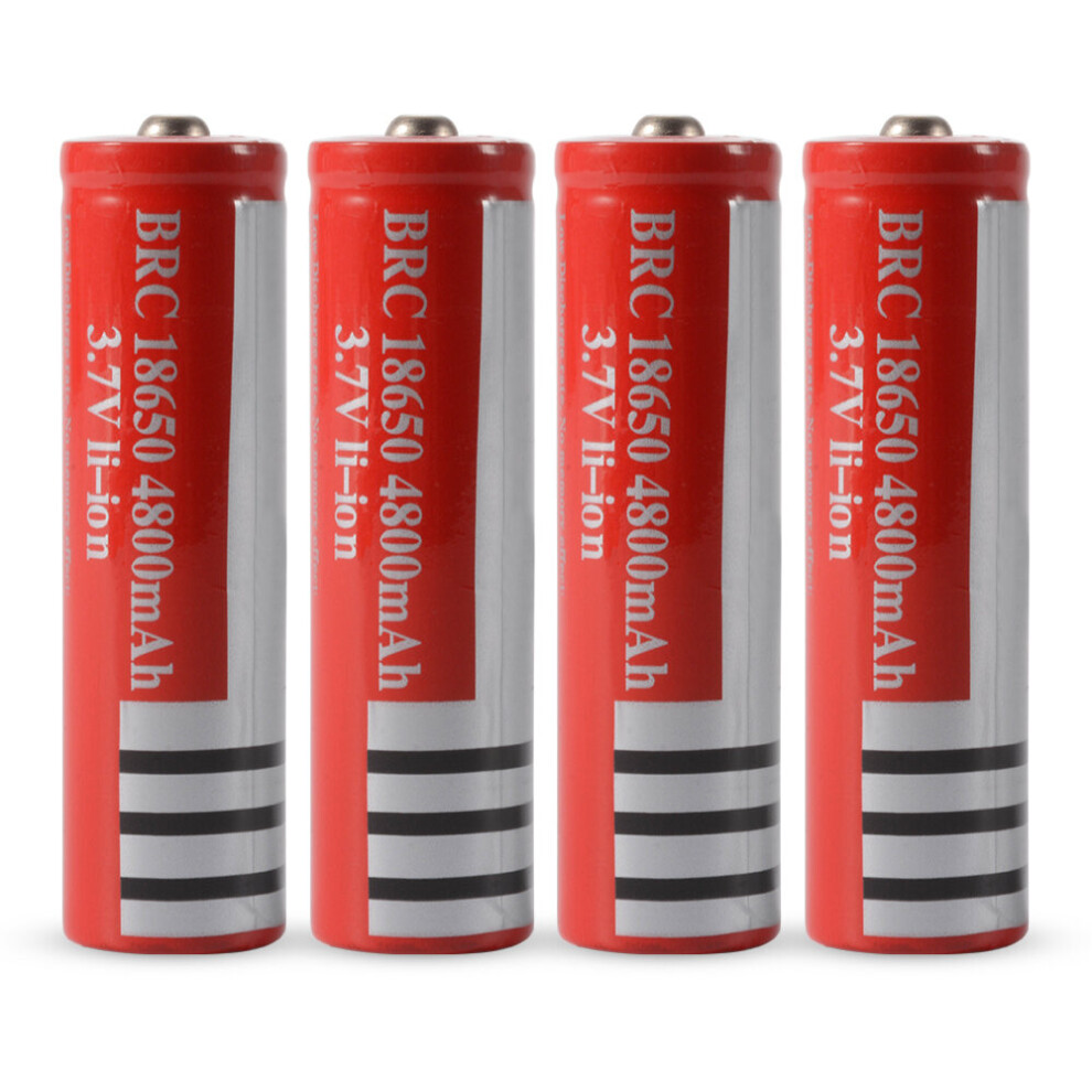 4X 18650 Li-Ion Battery 3.7V 4800Mah Rechargeable For Flashlights - High Capacity, Reusable Up To 1000 Cycles Red 7381457029732