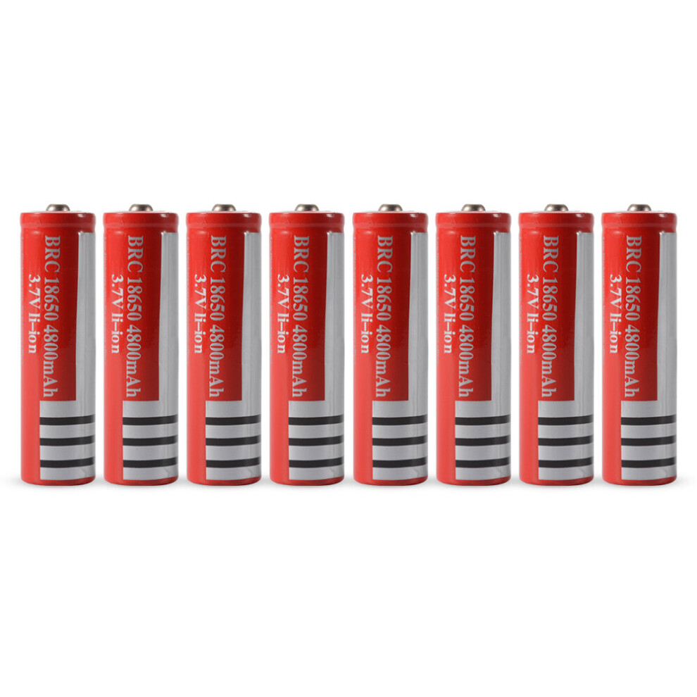 8pcs 3.7V 18650 Li-ion Rechargeable Battery 4800mAh Red for Flashlight