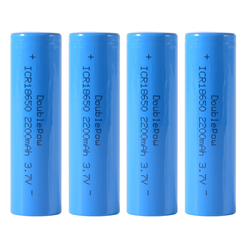 4x 3.7V 2200mAh 18650 Rechargeable Li-ion Battery Flat Top for Flashlight