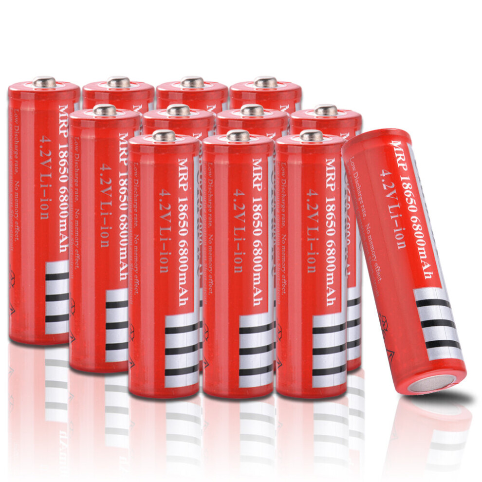Jardiboutique 12X Brc 18650 6800Mah 3.7V Rechargeable Li-Ion Battery Large Capacity Red