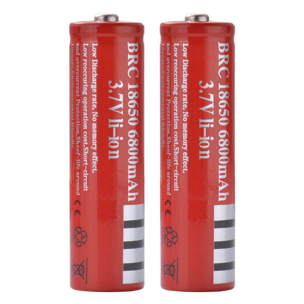 2Pcs Genuine 18650 3.7V 6800mAh Red Rechargeable Li-ion Battery Batteries