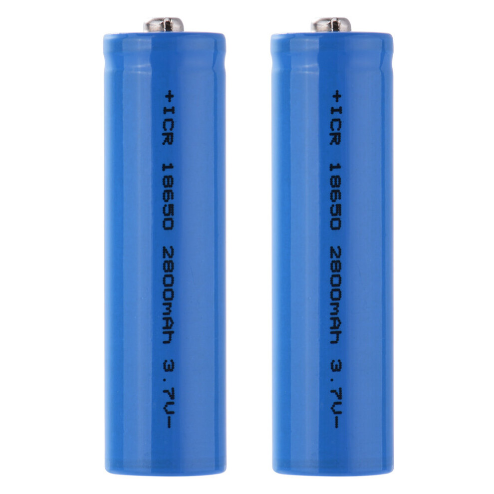 2pcs 18650 Rechargeable Battery 3.7V 2800mAh Blue for Flashlight Headlamp UN040