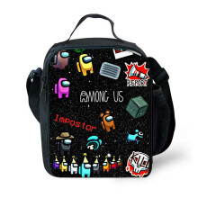 (Black) Among Us Insulated Lunch Bag School Outdoor Lunchbox