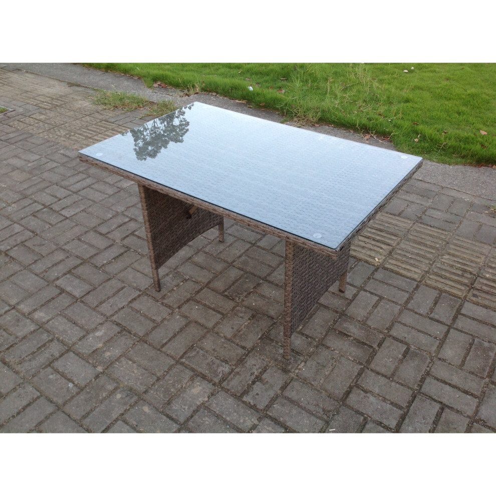 Rattan Dining Table Outdoor Garden Furniture Tempered Glass Top