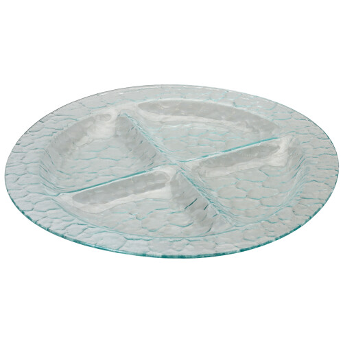 URBN-CHEF (Large Round - 4 Sections) Glass Condiments Snacks Tray Dish Serving Platter 2