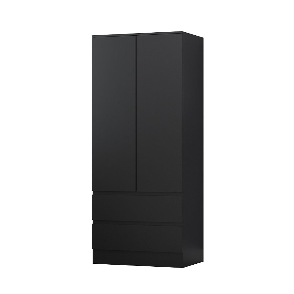 (Matt Black) Modern Matte Finish 2-Door 2-Drawer Combination Wardrobe