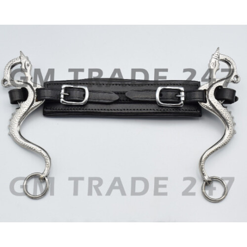 (Silver) Horse Dragon Style Hackamore Shanks with Leather