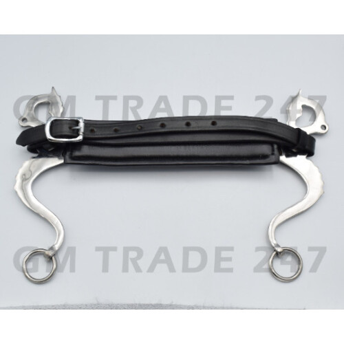 (Silver) Horse Dragon Style Hackamore Shanks with Leather 1