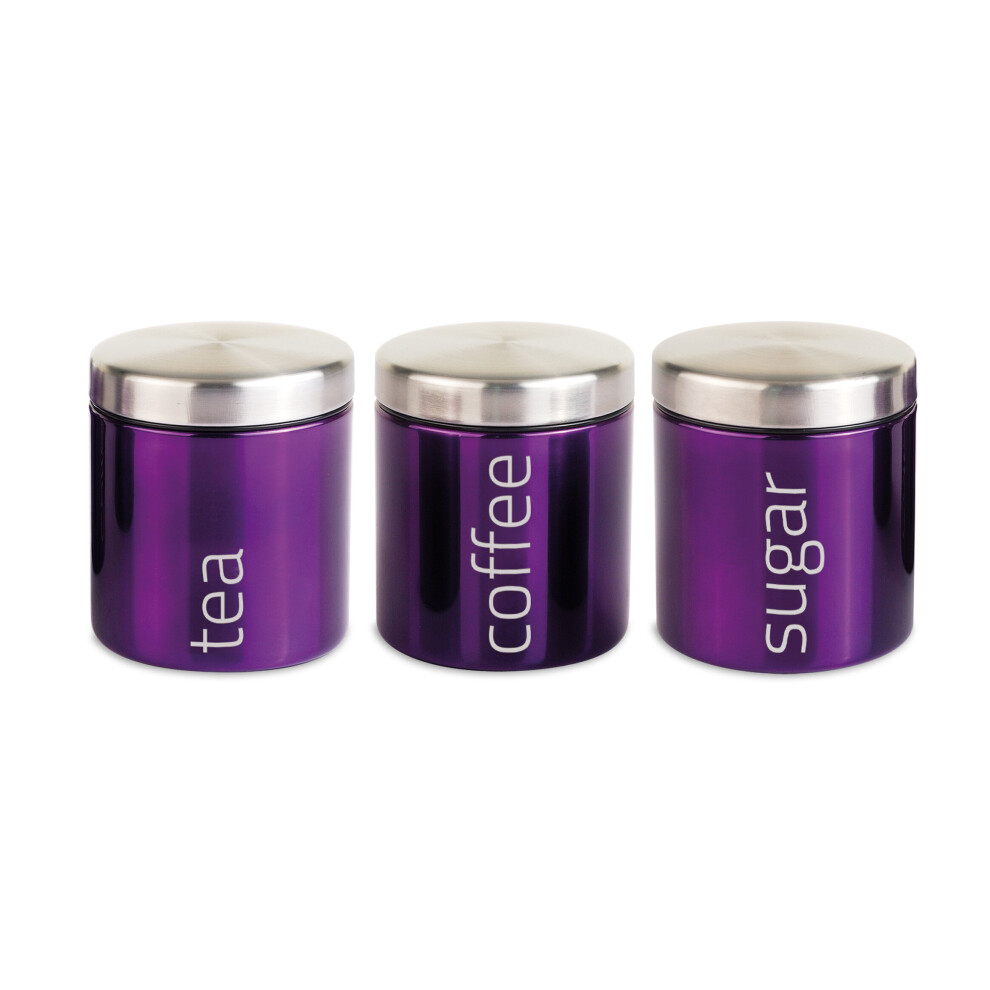 (Amethyst - Purple) SQ Professional Gems 3pc Kitchen Canister Set