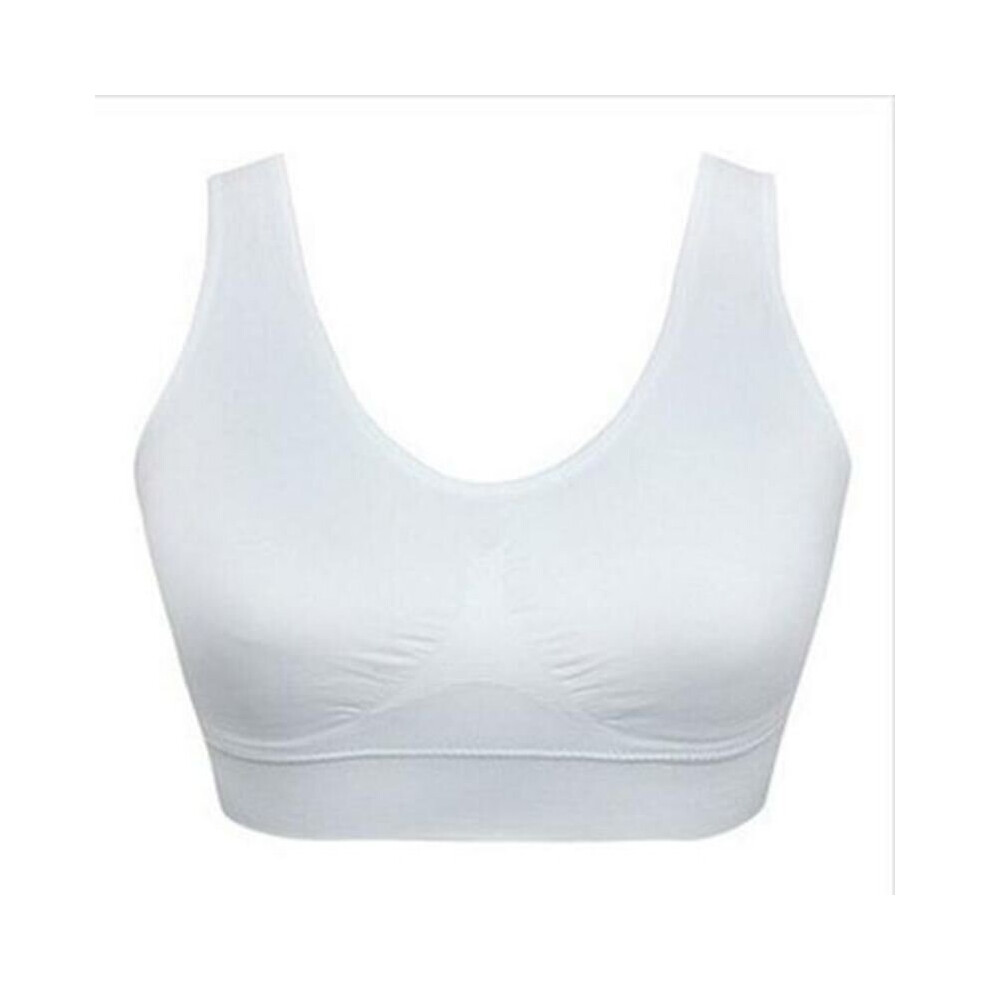 (White, L(36D-38C)) Women's seamless fitness yoga sports bra stretch top vest