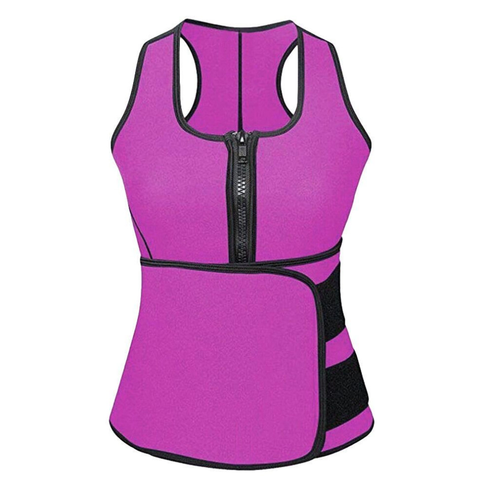 (Rose red, 4XL) Women's waist training vest exercise weight loss adjustable
