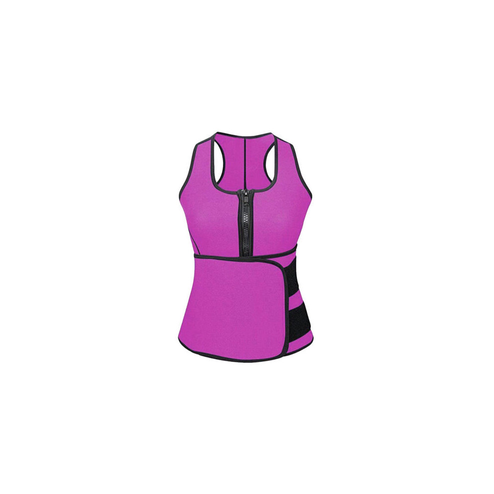 (Rose red, M) Women's waist training vest exercise weight loss adjustable