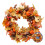 Living And Home 50CM Halloween Fall Maple Pumpkin Wreath 4