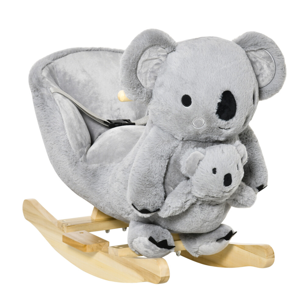 HOMCOM Kids Plush Ride-On Rocking Horse Koala-shaped Toy w/ Gloved 