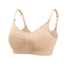 (Nude, XL) Seamless gather underwear maternity nursing bra