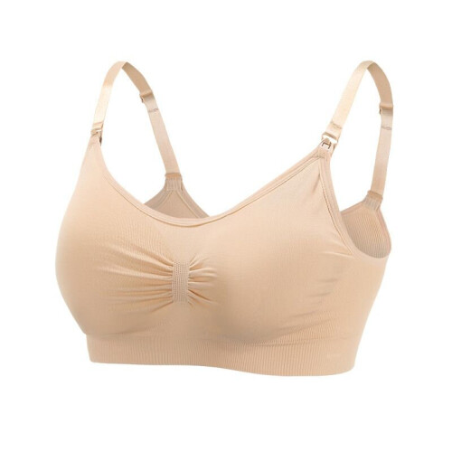 (Nude, XL) Seamless gather underwear maternity nursing bra