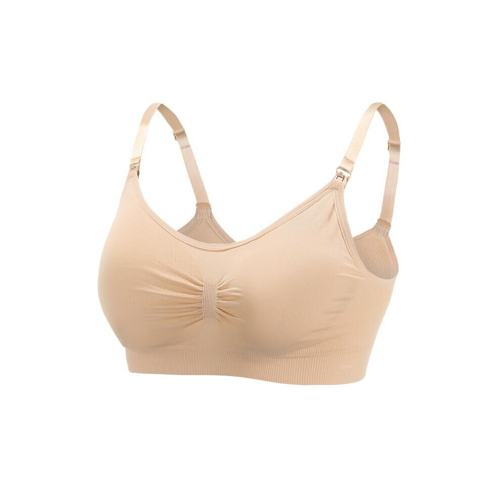 (Nude, XL) Seamless gather underwear maternity nursing bra