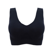 (Black, 5XL) Women's Breathable Sports Bra Hollow Top Yoga Gym