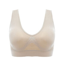 (Nude, 6XL) Women's Breathable Sports Bra Hollow Top Yoga Gym
