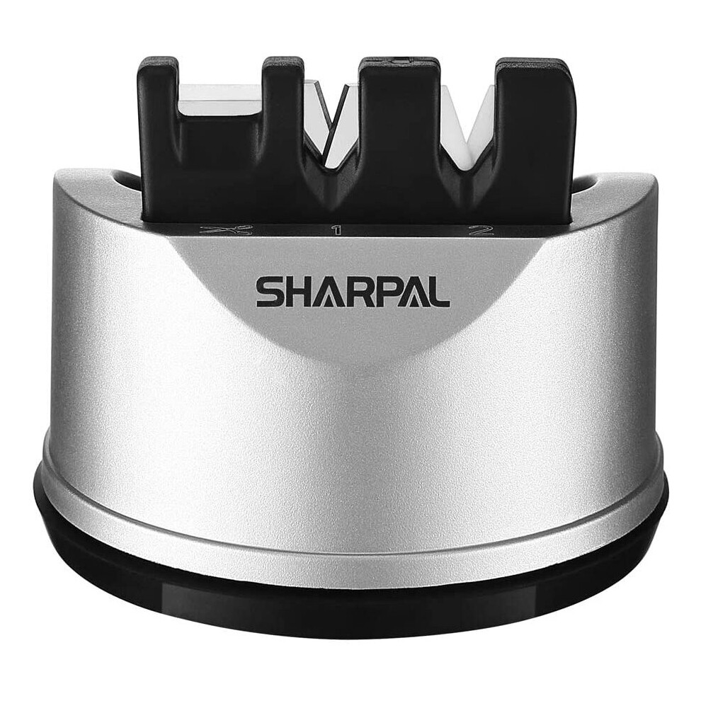 SHARPAL 191H Pocket Kitchen Chef Knife Scissors Sharpener for Straight & Serrated Knives, 3-Stage Knife Sharpening Tool Helps Repair,Restore Blades