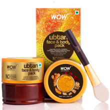 WOW Skin Science Ubtan Face & Body Pack with Chickpea Flour, Almond Shell Powder, Saffron & Turmeric Extracts, Rose Water & Sandalwood Oil - No Sulpha