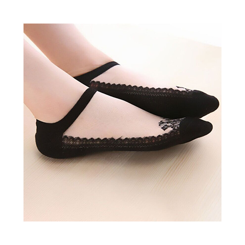 (Black) Women's colorful sexy ultra-thin stretch silk invisible socks