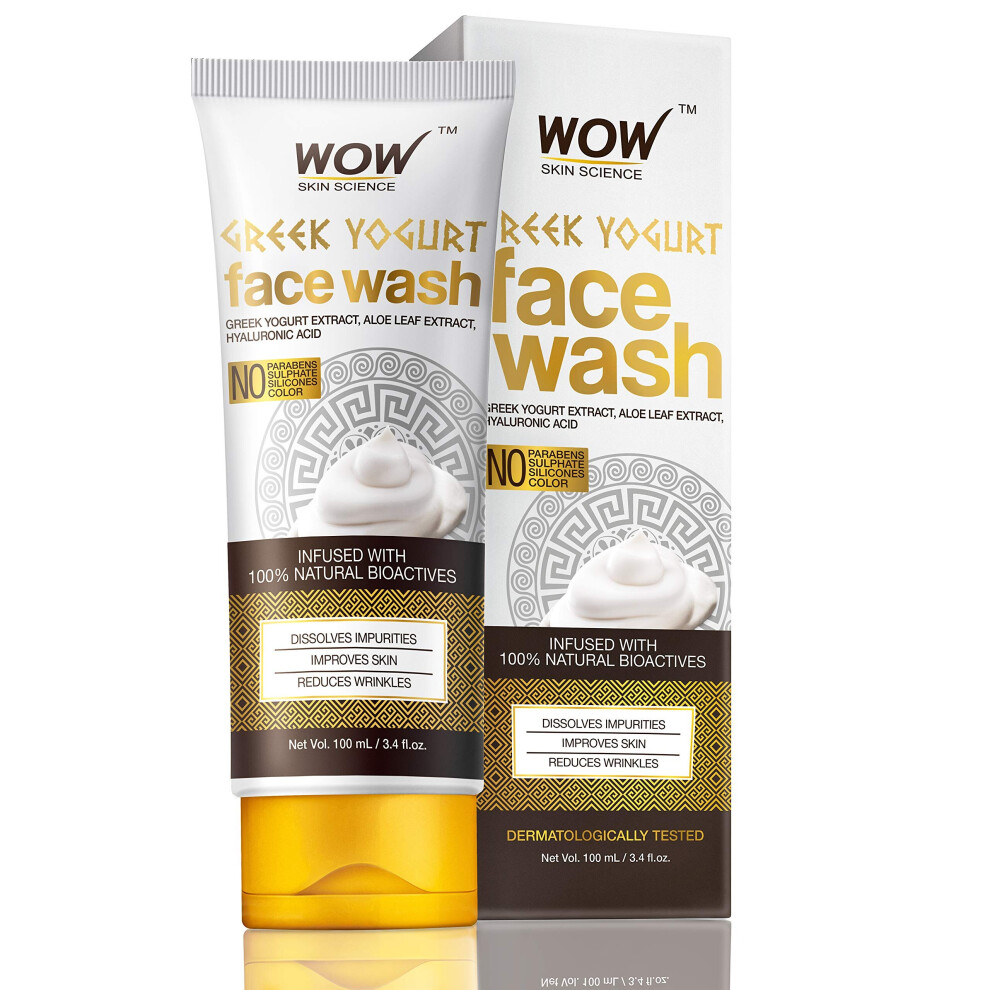 WOW Skin Science Greek Yoghurt Face Wash - No Parabens, Sulphate, Silicones & Color (100mL)