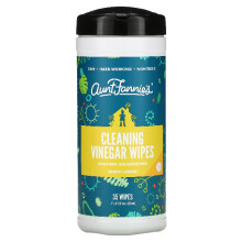 Toallitas de Vinagre de Limpieza Natural de Tía Fannie, Limpiador Multiusos, Aroma a Limón Brillante, 35 Unidades
