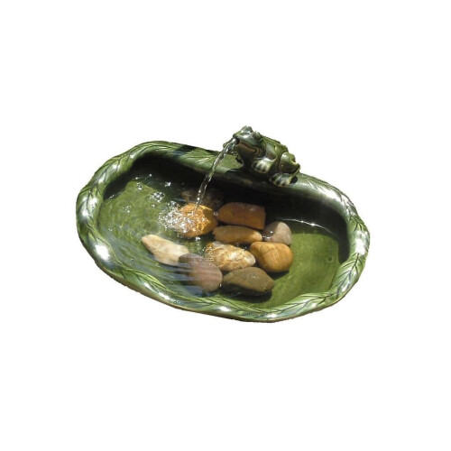 Ceramic Frog Water Feature Fountain Smart Solar Powered Garden on OnBuy