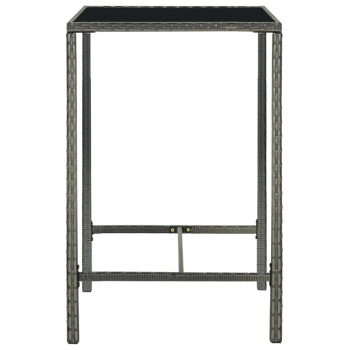 VidaXL vidaXL Garten-Bartisch Grau 70x70x110 cm Poly Rattan und Glas 2