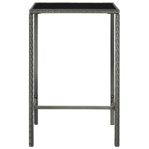VidaXL vidaXL Garten-Bartisch Grau 70x70x110 cm Poly Rattan und Glas 1