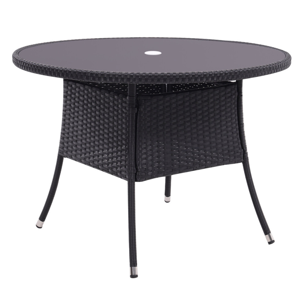 (Black) Rattan Outdoor Garden Table Patio Dining Tables with Parasol Hole-image-OPC-P896WWT-NEW