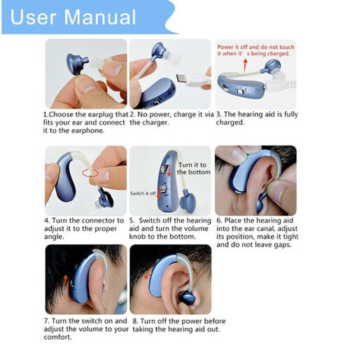Rechargeable Digital BTE Hearing Aid Adjustable Voice Amplifier blue 1