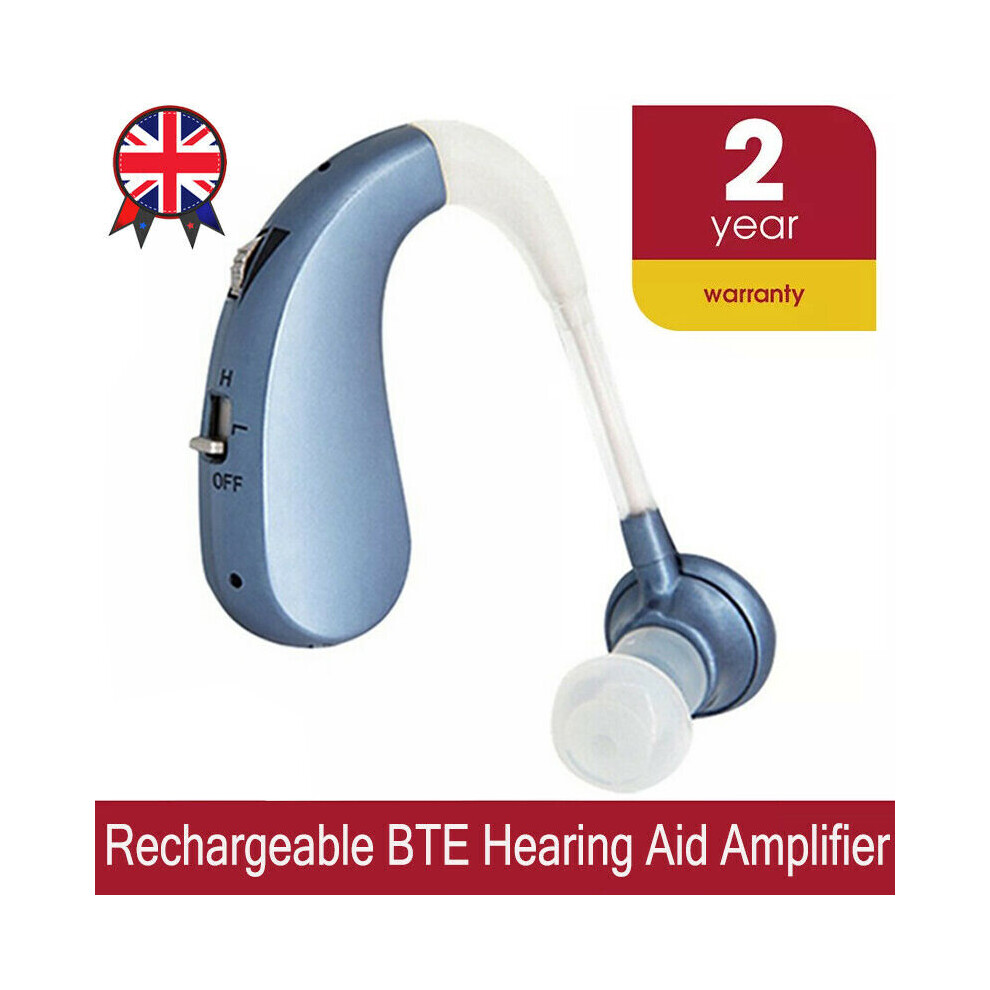 Brand New Blue Rechargeable Digital Bte Hearing Aid Adjustable Voice Amplifier