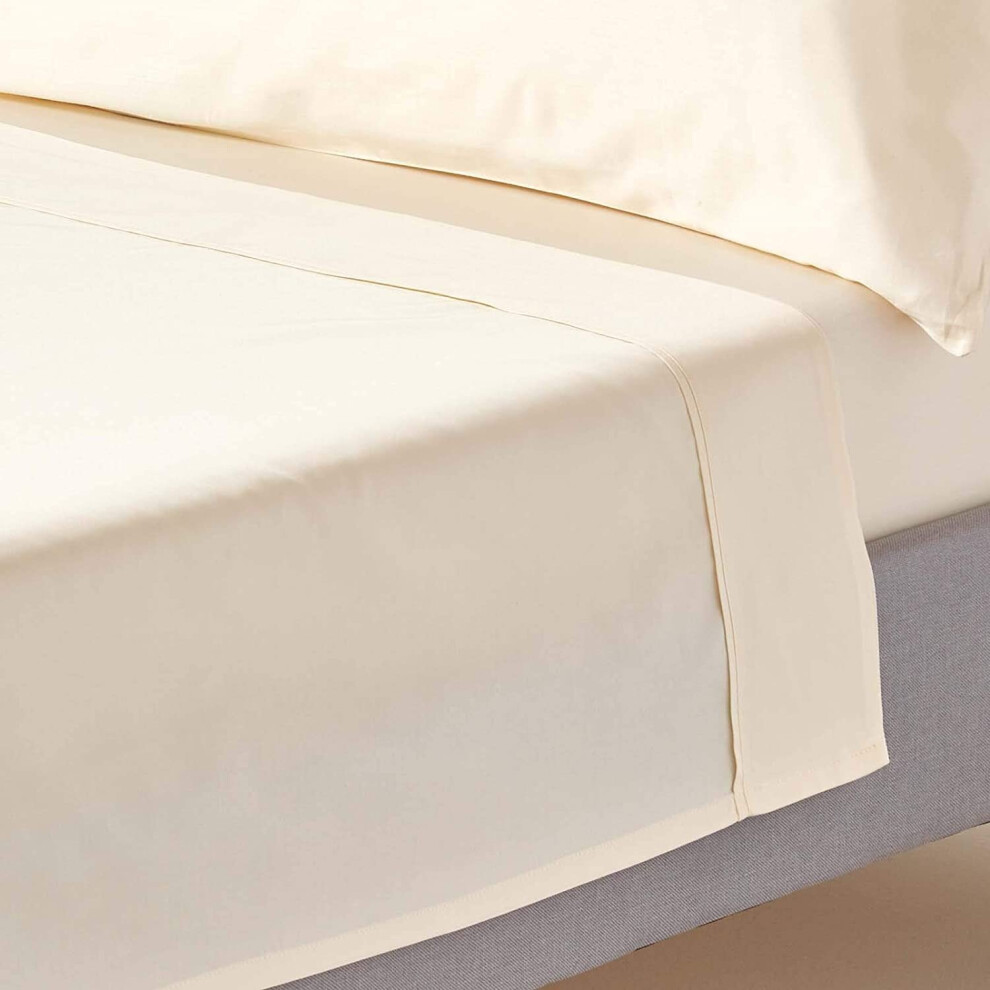 Homescapes Cream Organic 400 Tc Egyptian Cotton Sateen Flat Sheet - Double - Image 3