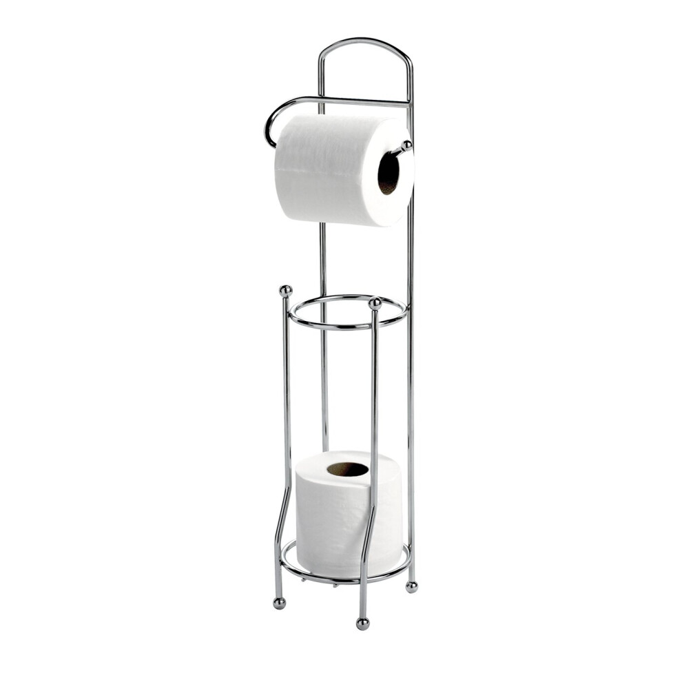 Freestanding Wire Toilet Roll & Spare Paper Bathroom Stand