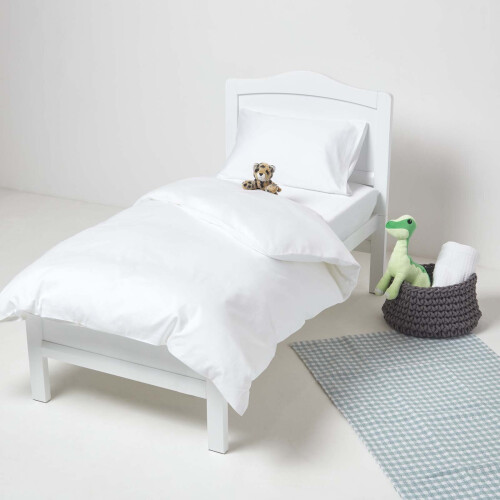 Homescapes (70 x 140 cm, White) Cot Fitted Sheets 2 Pack Organic Cotton with Fully Elasticated Skirt  400 TC 1