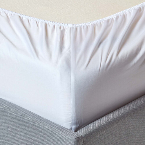 Homescapes (Super King, White) Organic Cotton Extra Deep Fitted Sheet (18") 400 Thread Count with Fully Elasticated Skirt 1