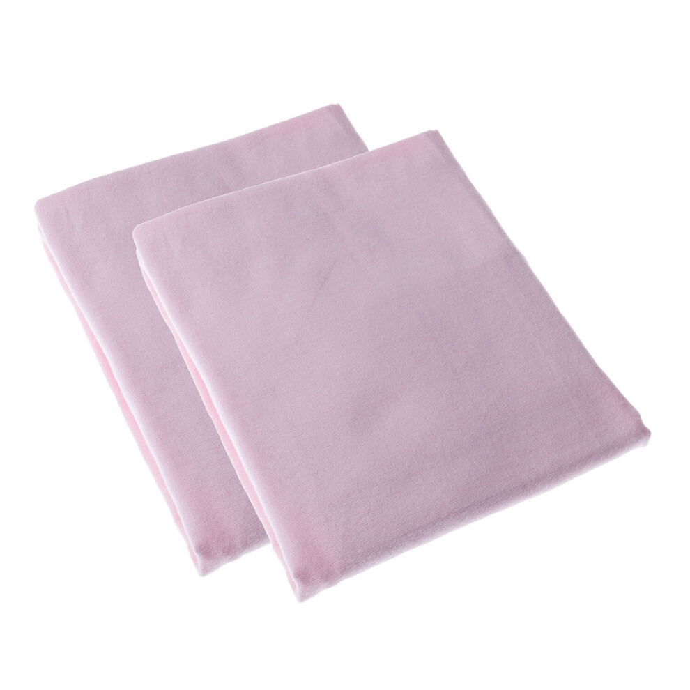 (70 x 140 cm, Pink) Brushed Cotton Fitted Cot Sheet, Set of Two