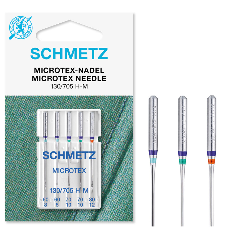 Schmetz Microtex Needles 5/Pkg-Sizes 60/8, 70/10, 80/12