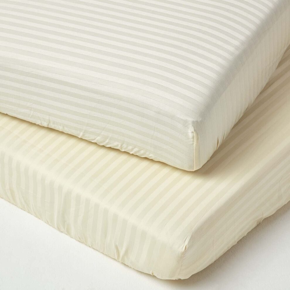 (60 x 120 cm, Yellow) Cot Fitted Sheets Pack Egyptian Cotton with Fully Elasticated Skirt 330 Thread Count