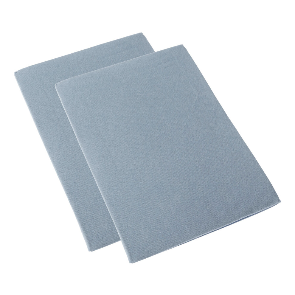 (70 x 140 cm, Blue) Brushed Cotton Fitted Cot Sheet, Set of Two