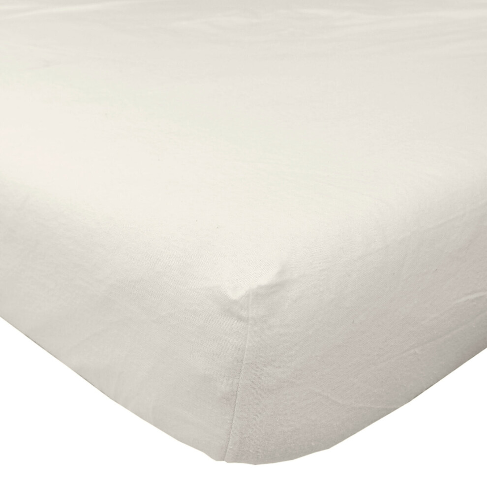Homescapes (Double, ) Luxury Flannelette Beige Brushed Cotton Fitted Sheet Cream